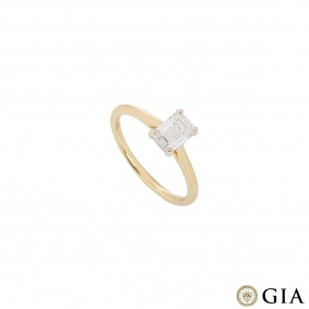 Yellow Gold Emerald Cut Diamond Ring 0.92ct F/VS2